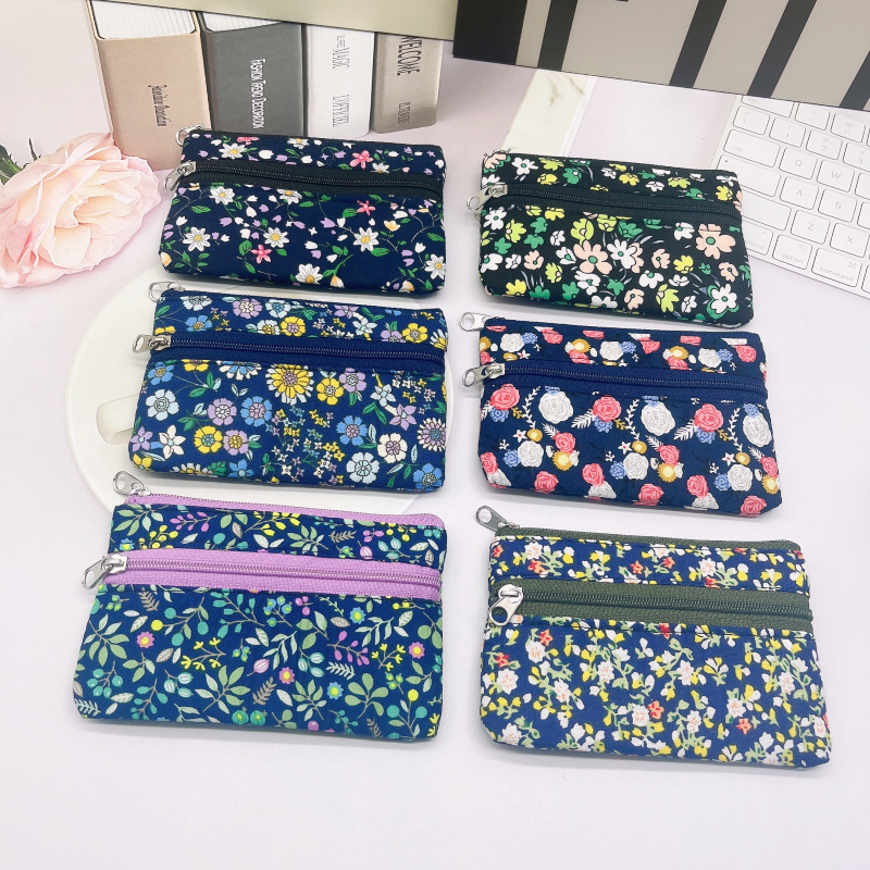 Fabric Coin Purse Women's Canvas New Coin Bag Hand-held Small Wallet Simple Pastoral Style Double Pull Small Fresh Manufacturer Fabric Coin Purse Women's Canvas New Coin Bag Hand-held Small Wallet Simple Pastoral Style Double Pull Small Fresh Manufacturer