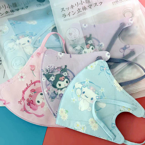 3D three-dimensional small flower Kuromi and cinnamon dog print children and adults disposable protection