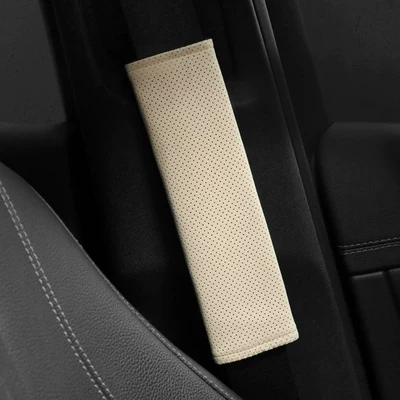 Car Seat Belt Shoulder Pads, Suede Car Seat Belt Protectors, Car Shoulder Pads, Universal Car Accessories (Seat belt shoulder pad) - 22cm-off-white-punched-breathable-model-one-pack