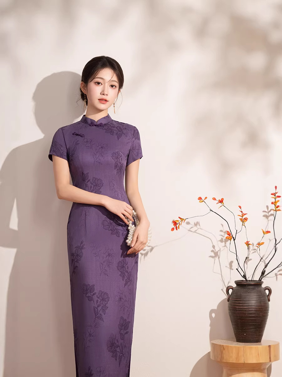 Purple spring elite elegant retro cheongsam