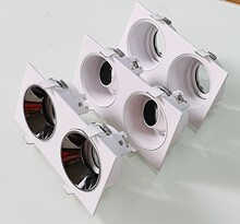 厂家批发灯具模组灯架防眩预埋筒灯套件MR16GU10双头格栅模组灯具