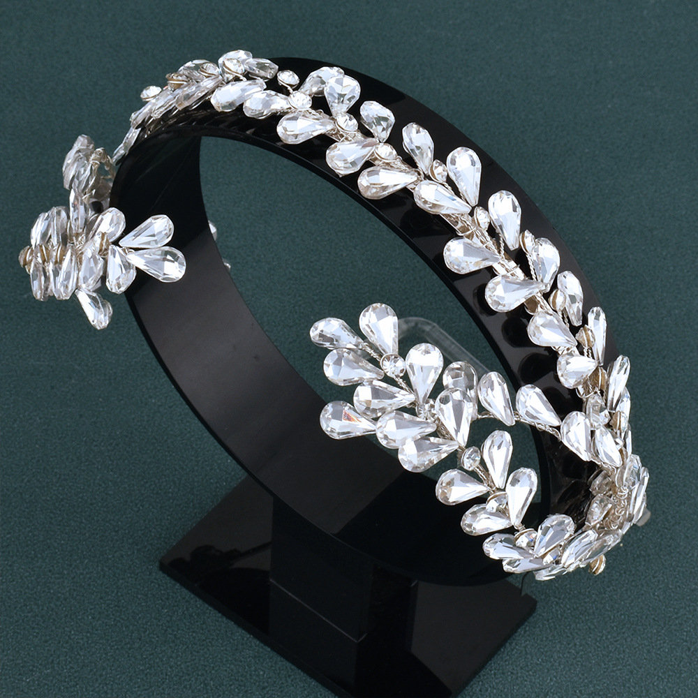 30g Weight Hair Band Hair Accessories Type Rhinestones Inlay Material 1 Piece Quantity Iron Material Leaf Pattern All Seasons Season Women's Gender Elegant, Glam, Bridal Style Elegant Glam Bridal Women's Leaf Rhinestone Crown Jewelry Headband 2