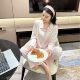 Yase [Girl Pictorial] Spring New Ice Silk Long Sleeve Smash Flower Elegant Thin Cute Cartoon Pajamas