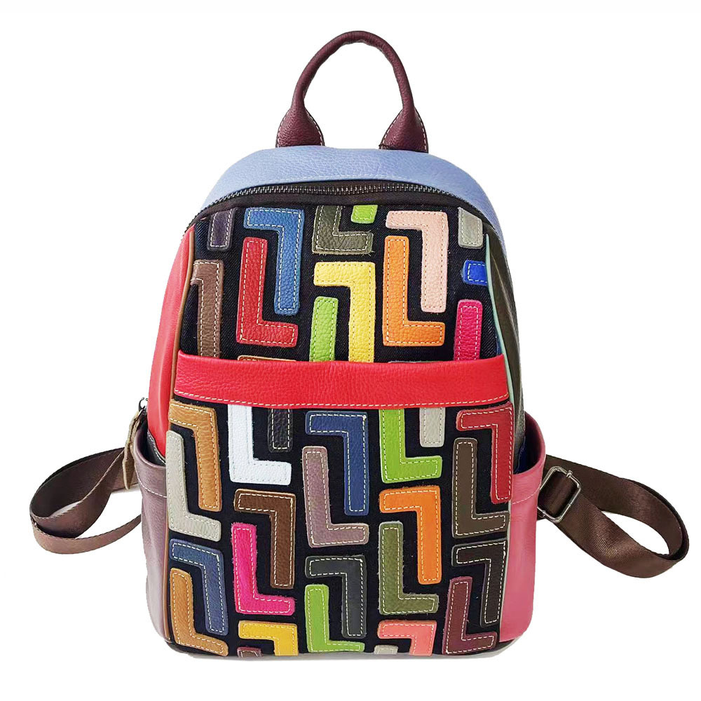 Retro leather universal capacious backpack for traveling