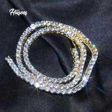 Hiisees嘻哈经典项链男士铜镶锆石4mm单排钻弹簧扣网球链项链饰品