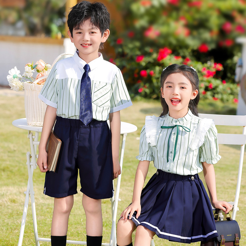 유치원 여름 옷 학교 유니폼 세트 학생 여름 수업 옷 영국 대학 스타일 6 일 졸업 사진 의류
