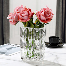 网红轻奢北欧加厚璀璨玻璃花瓶透明插花欧式简约客厅家居软装摆件