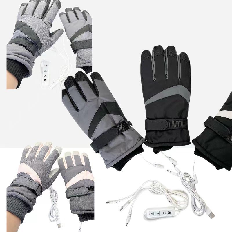 Guanti riscaldanti USB Guanti da sci invernali caldi riscaldanti palmo ispessito antiscivolo touch screen tessuto Oxford sport equitazione_voghion.com