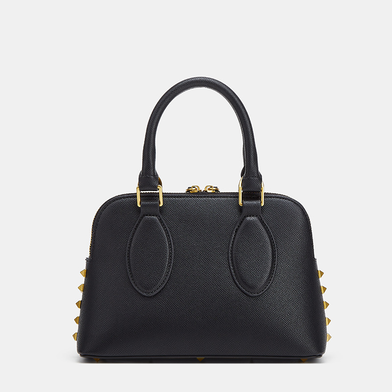 Leather Shoulder Bag With Chain And Rivet Details For Women_voghion.com