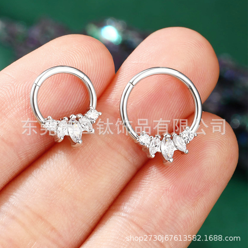 G23 Titanium Nose Ring 1.2x8mm 5A Zircon Inlaid Closed Ring Body Piercing Jewelry Custom detail image 8