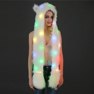 New Amazon Ebay with light luminous faux fur scarf Halloween Christmas color LED animal hat