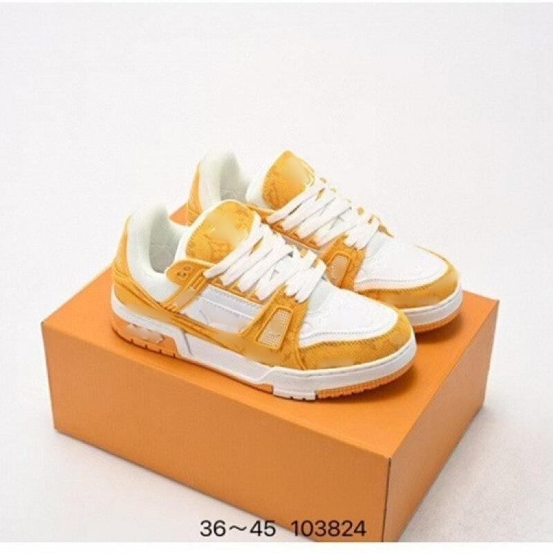 Cross-Border High-Quality Lv Trainers, Fashionable Couple's Embossed Sneakers, Trendy Height-Increasing Thick-Soled Sports Shoes