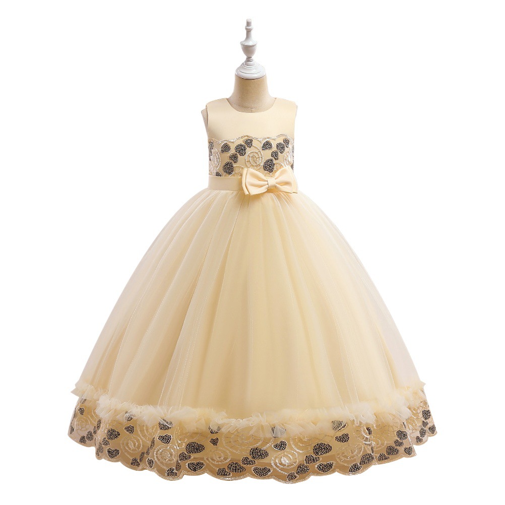 El Comercio exterior europeo y americano nuevos niños vestido de encaje bordado hilo hinchado princesa vestido de cena de gama alta vestido de rendimiento de piano