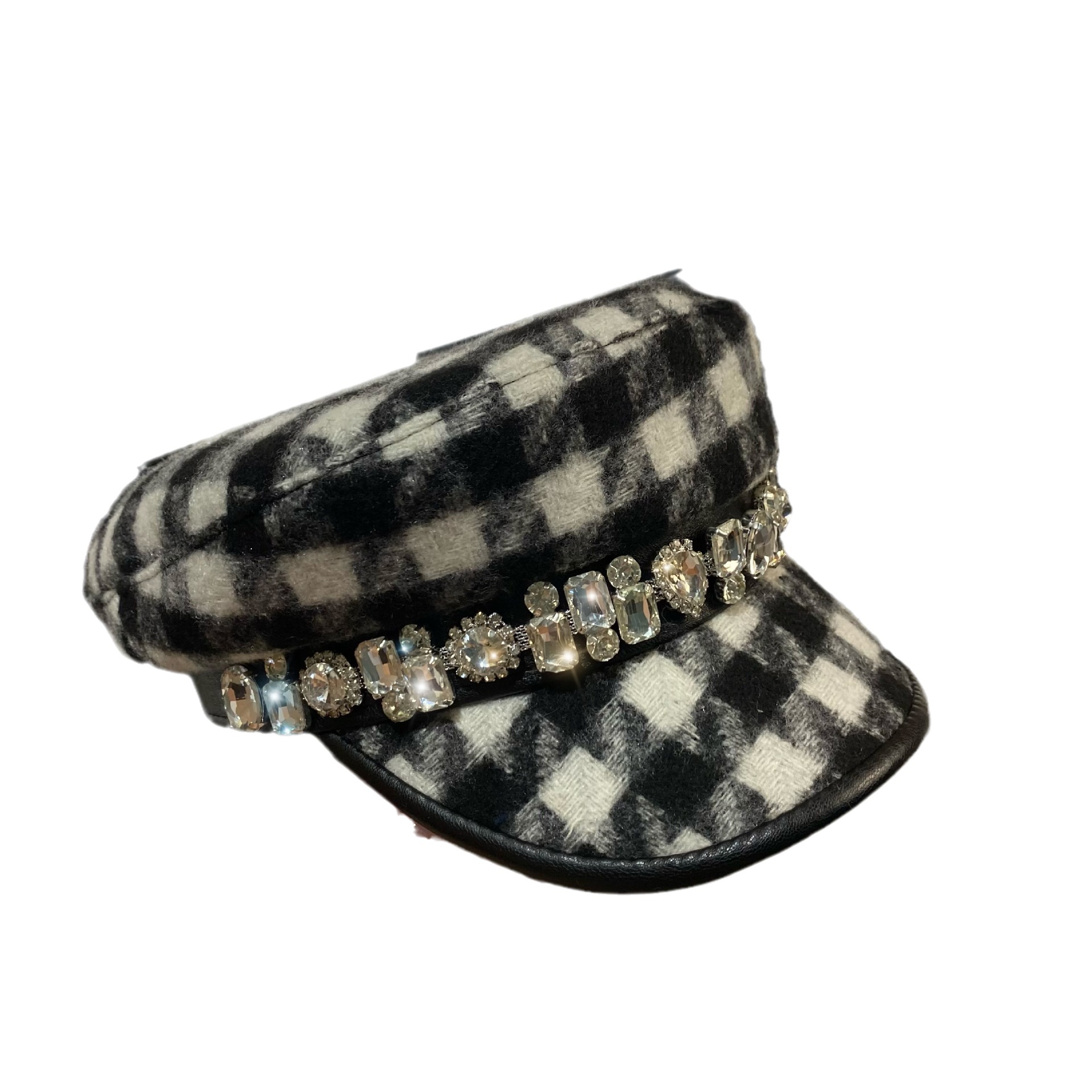 Autumn and winter light luxury niche rhinestone navy Korean version Xiaoxiang style sub woolen newsboy fashionable_voghion.com