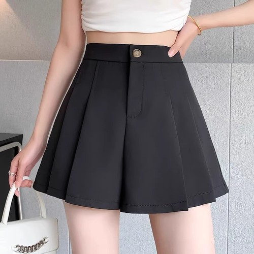 Summer Large Size Fat MM Pleated Suit Shorts High-Waisted Outer Wear Slimming A-Line Wide Leg Pants Petite Women Casual Hot Pants