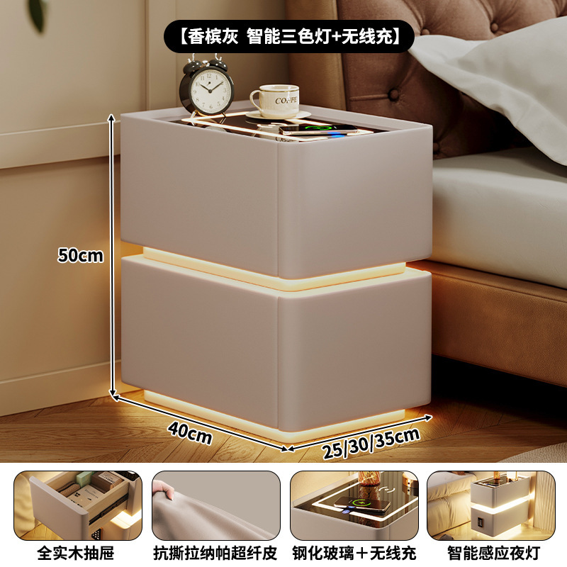 Mesita de noche inteligente simple y moderna pequeña súper estrecha 2024 nueva carga inalámbrica 30 cm dormitorio lado de la cama gabinete estrecho