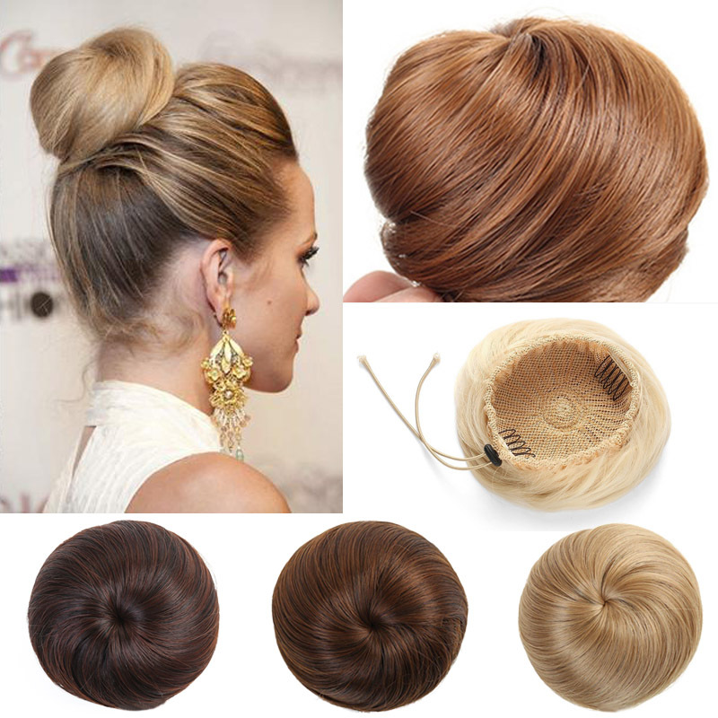 Capelli sintetici con fibbia a sfera, stile naturale, tenda da sole, capelli lisci, testa di fiore, corda, bocciolo per capelli_voghion.com