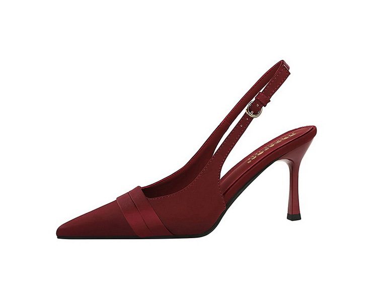 Escarpins élégants à bout pointu en satin avec dos ouvert et bride à la cheville - Escarpins pour femmes pour fêtes et soirées_voghion.com
