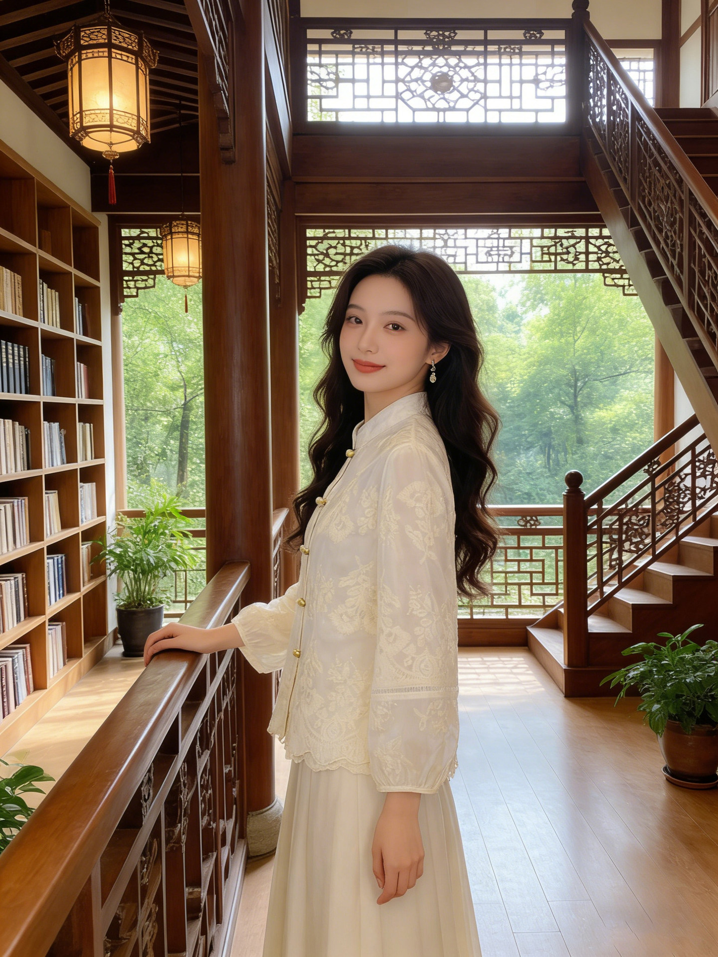 Áo sơ mi nữ dài tay phong cách Trung Hoa ren đĩa khuy tay dài — Milky với Liner chi tiết 8
