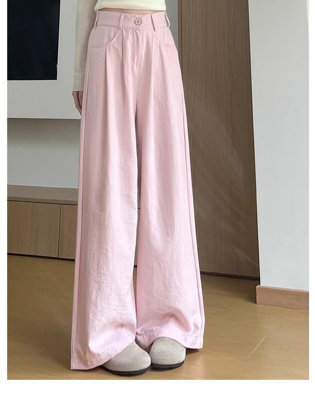 小矮个子冰丝垂感山本裤女夏季薄款2025年新款米白色阔腿裤女九分|undefined