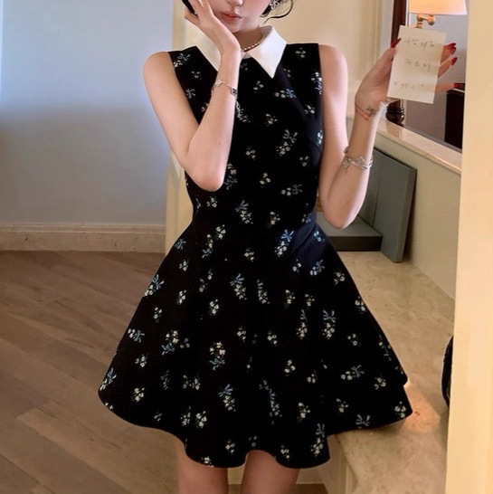 "Peter Pan Floral Dress" Floral Dress Vest Dress for Women Summer Miu Style Princess Dress "Peter Pan Floral Dress" Floral Dress Vest Dress for Women Summer Miu Style Princess Dress