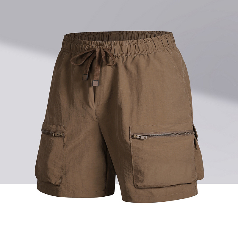 Cross-border Summer Men's Nylon Ice Silk Pants Hong Kong-style Tooling Multi-pocket Summer Quick-drying Casual Sports Shorts