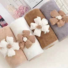 ins花朵毛巾成人洗澡家用擦脸巾大浴巾加厚珊瑚绒吸水速干不掉毛