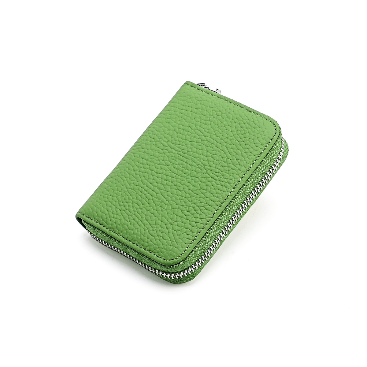 Amazon Japonés Cartera de cuero genuino MONEDERO órgano titular de la tarjeta RFID antirrobo cremallera monedero de la moneda de gran capacidad titular de la tarjeta