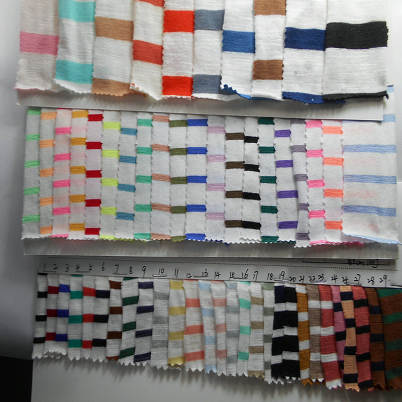 32支超薄纯棉汗布条纹布 150g全棉无弹力竹节平纹针织T恤女装面料