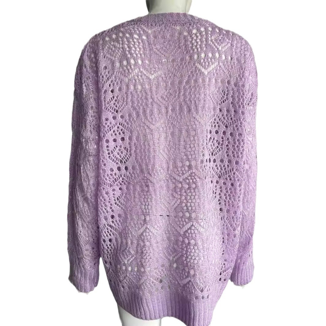 Blusa Tejida Calada de Protección Solar para Mujer de Fibra Acrílica