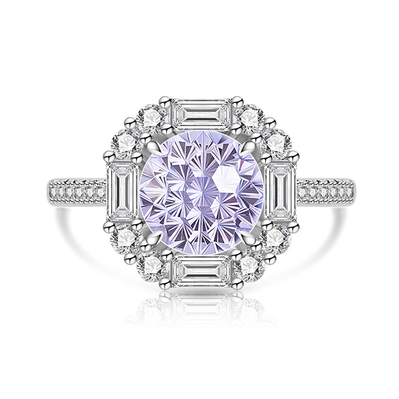 Gold Plated Fireworks Ring With Colored Gemstone And Diamond_voghion.com