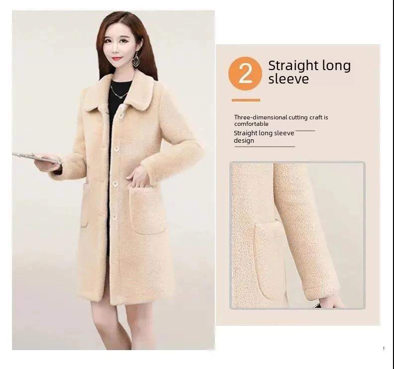  lamb velvet mid-length coat women's 2022 Winter new mother Korean-style large size western style women's coat_voghion.com