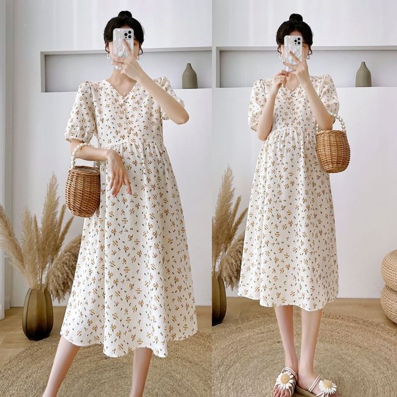 Maternity Nursing Two-Way Dress Summer 2026 New Fashion Stylish Floral Maternity Dress Mid-Length Trendy Maternity Nursing Two-Way Dress Summer 2026 New Fashion Stylish Floral Maternity Dress Mid-Length Trendy