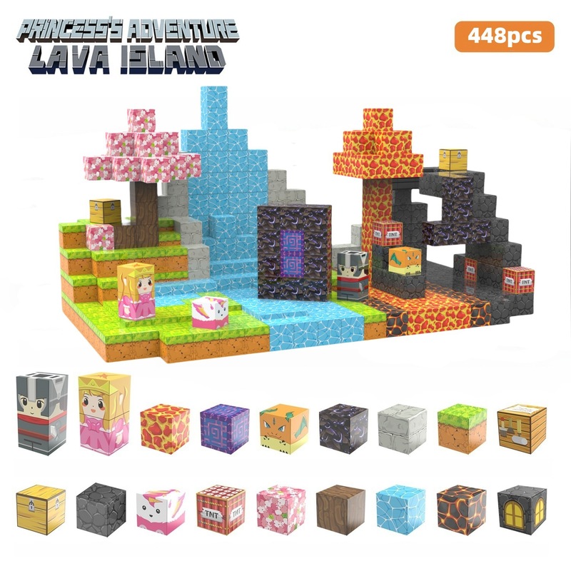 クロスボーダーマインクラフト磁気ブロックビルディングブロック磁気ブロックセットさくらプリンセスナイト STEM 感覚おもちゃ|undefined