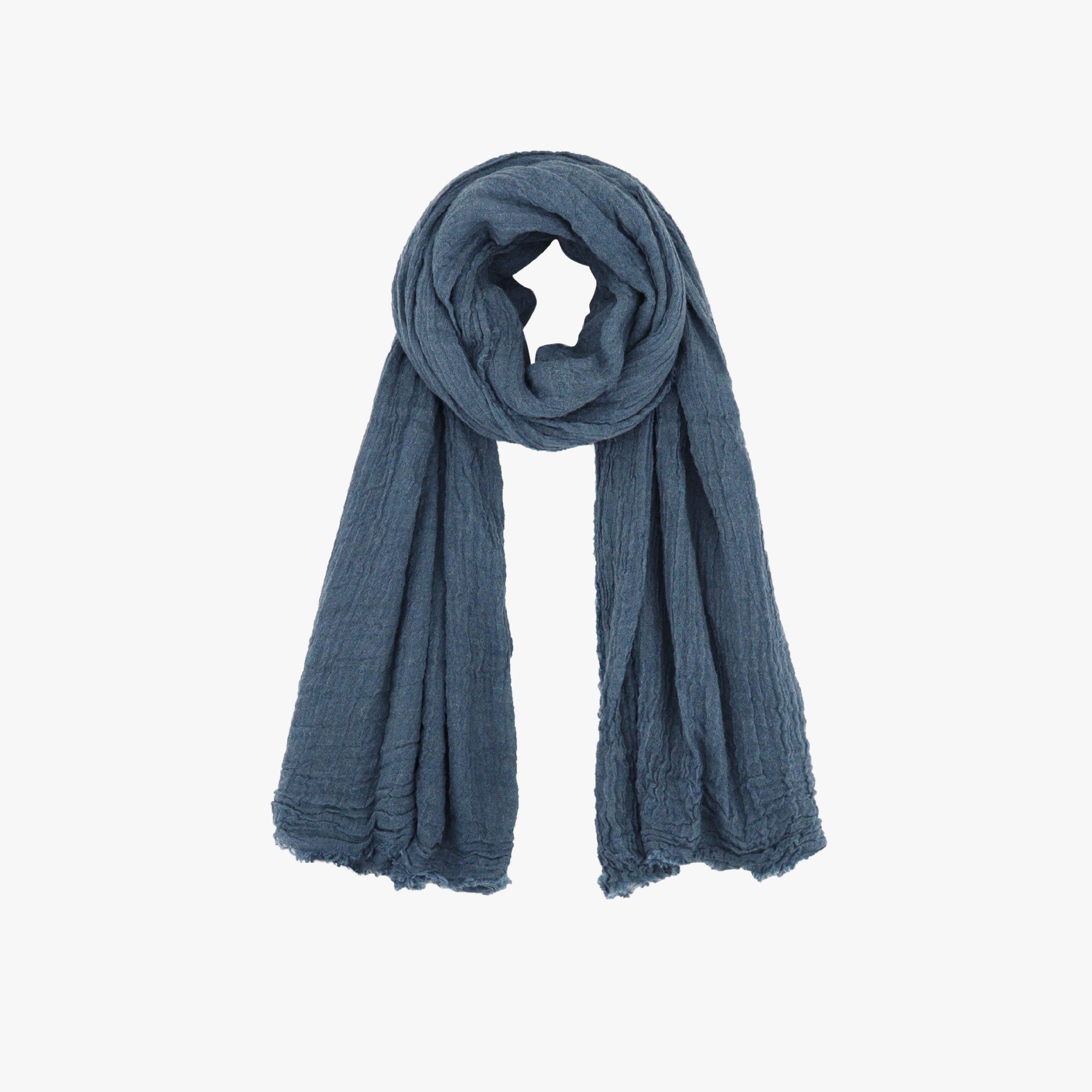 Buñuelo de lana simple de algodón y lino de mujer primavera y otoño de color sólido pliegue elegante buñuelo de niñas de alto nivel explosivo chal