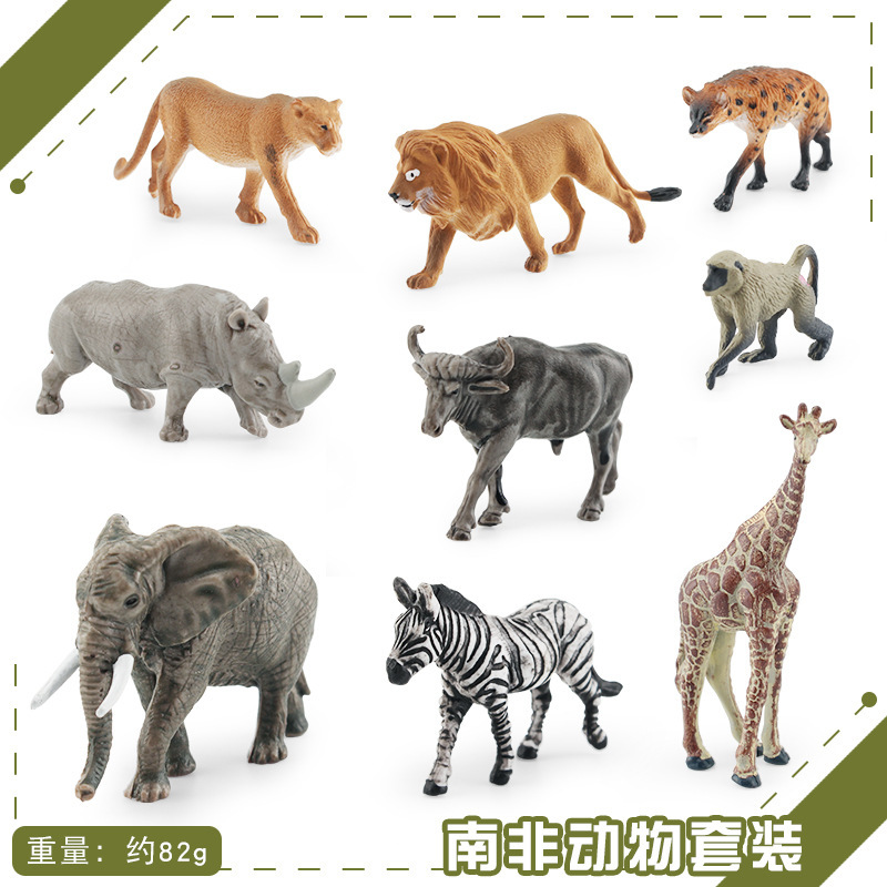 Transfronterizo simulación Sudáfrica animal modelo cebra León manchado hiena blanco rinoceronte búfalo elefante estática decoración juguete