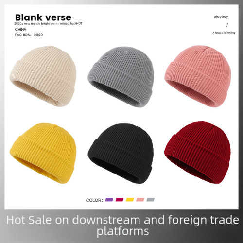Winter and Spring New Korean Candy Color Knitted Wool Hat Warm Couple Beanies Student Sun Hat for Girls Customization