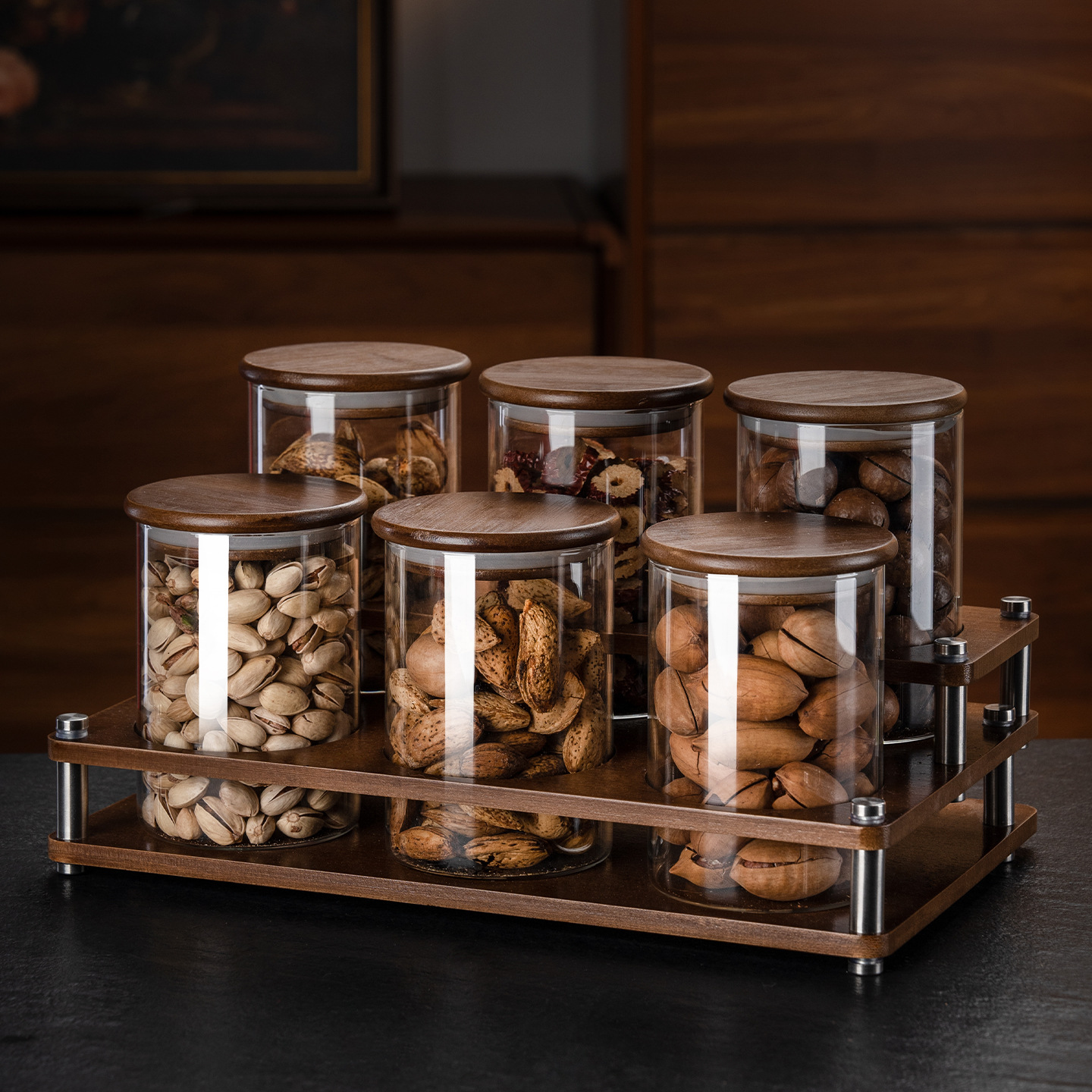 Tanque de almacenamiento de sellado de cocina tanque de almacenamiento de vidrio de gran capacidad tanque de almacenamiento de granos de nueces