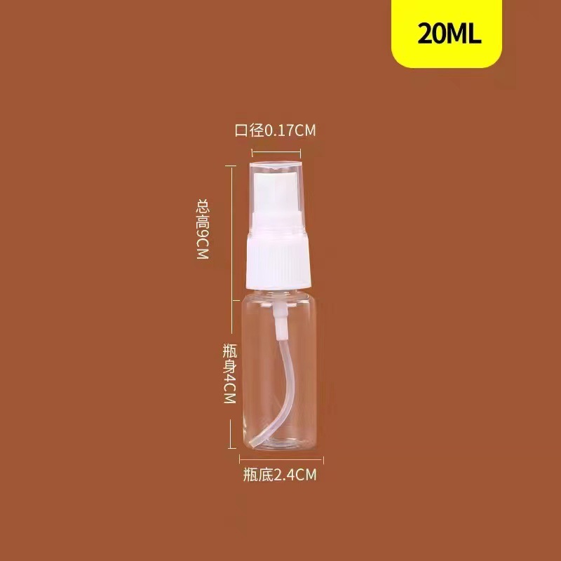 Botella de spray de plástico alcohol pequeña regadera transparente niebla fina perfume alcohol sub-botella maquillaje viaje portátil pequeña botella
