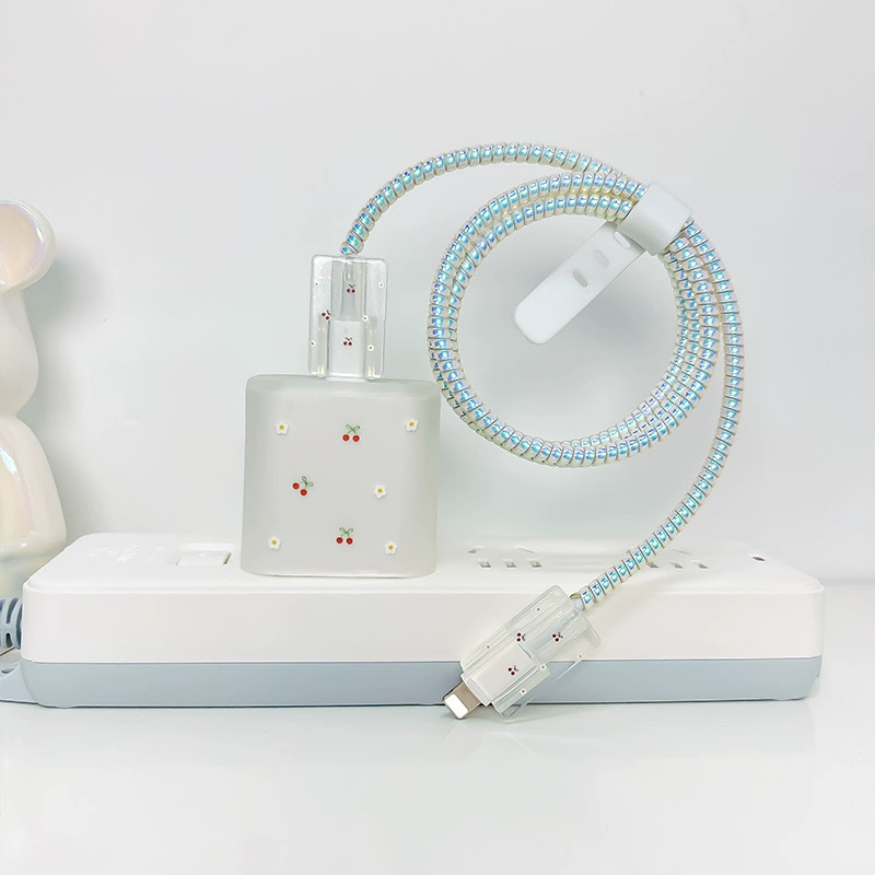 Защитный чехол для зарядного устройства Apple 16 с дизайном в виде вишневого цветочного узорца, подходит для кабеля 20 Вт и зарядного устройства, защита от повреждений