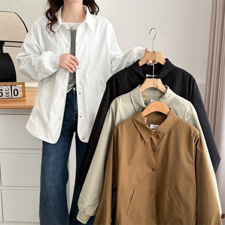 2025 spring new large-size women's top fat MM casual versatile loose Korean version lapel long-sleeved jacket 2430