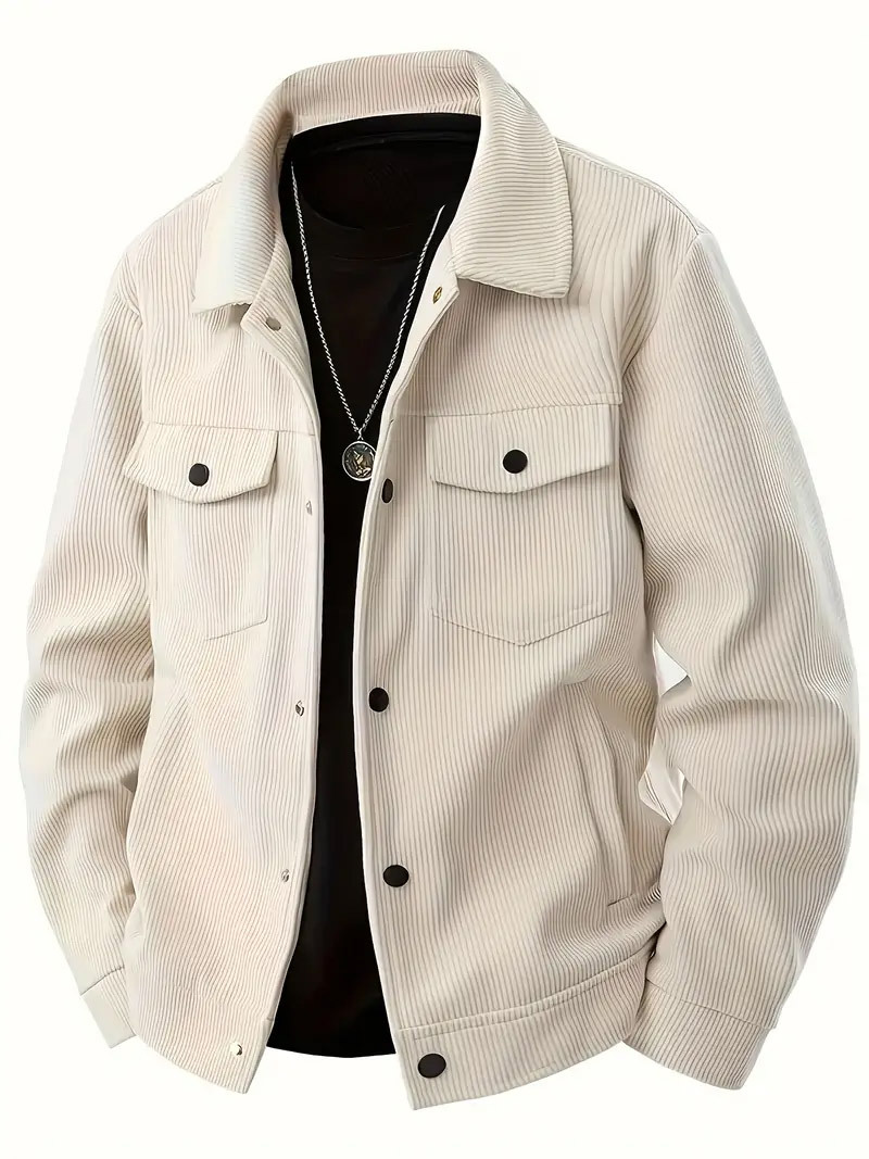 Corduroy Jacket For Men Single Breasted Casual Autumn Coat_voghion.com