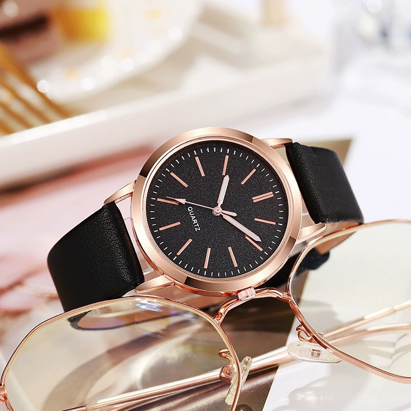 Cross-border New Women's Korean-style High-end Sense Quartz Watch Simple Fashion Trendy Casual Classic Imitation Leather Strap Watch