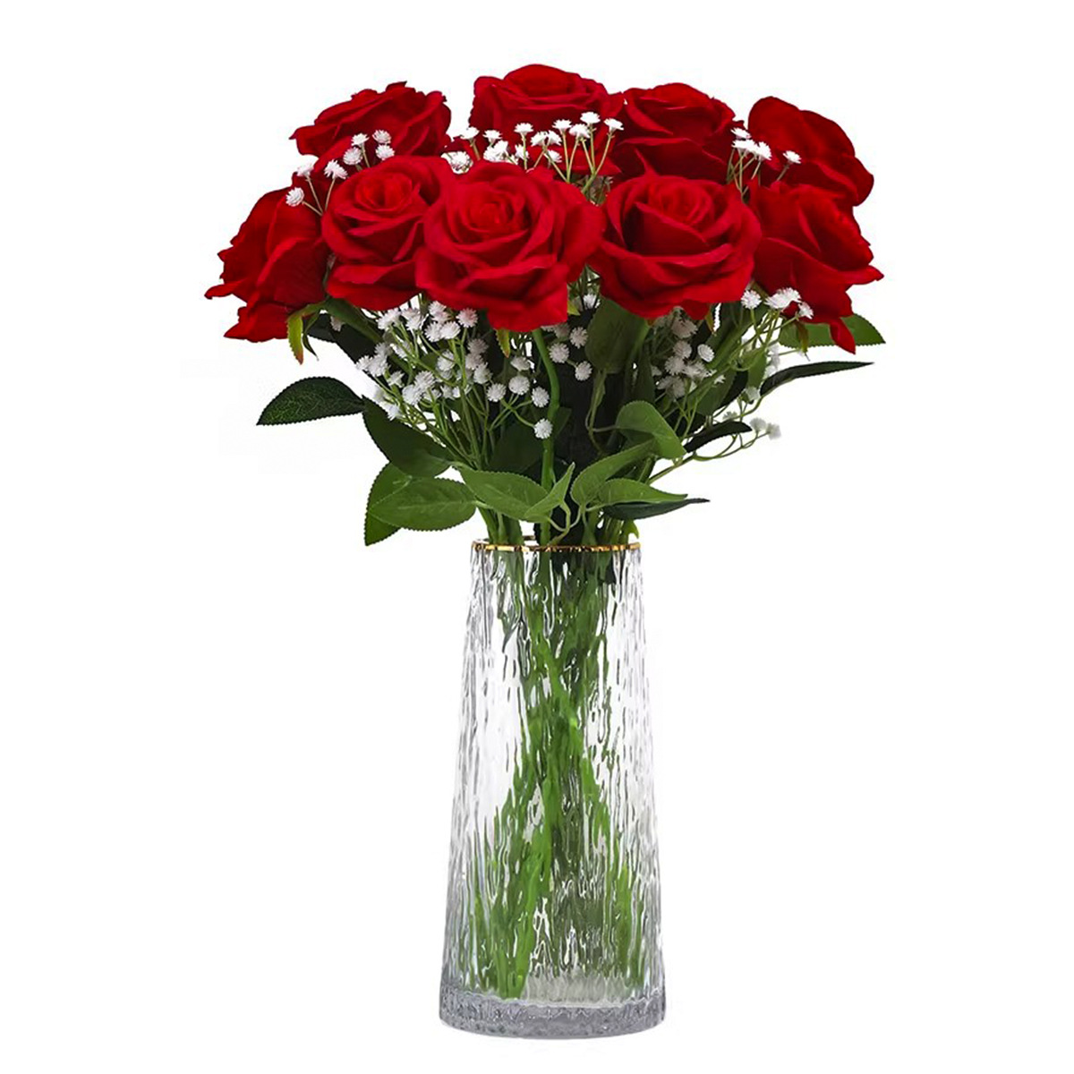 Rosas flores de imitación nuevo ramo de flores de plástico flor ornamentos decoración flor de boda ramo de flores falsas