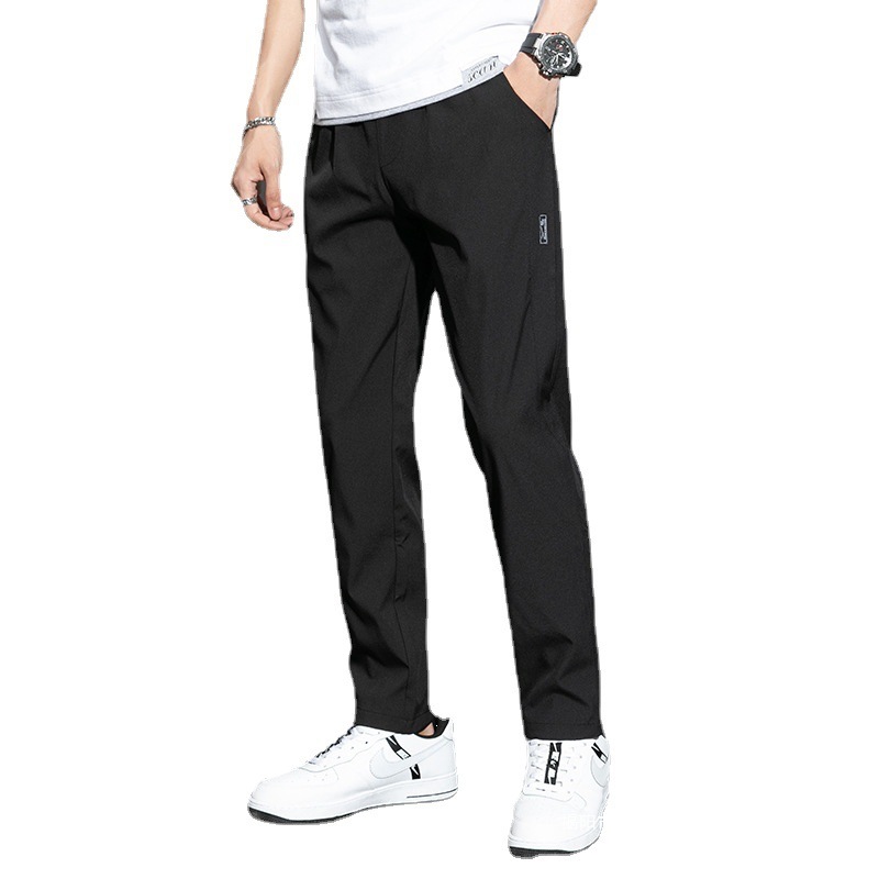 2025 Summer Casual Trousers Men's Loose Thin Ice Silk Pants Straight-Leg Quick-Drying Pants Breathable Men's Stretch Sports Pants