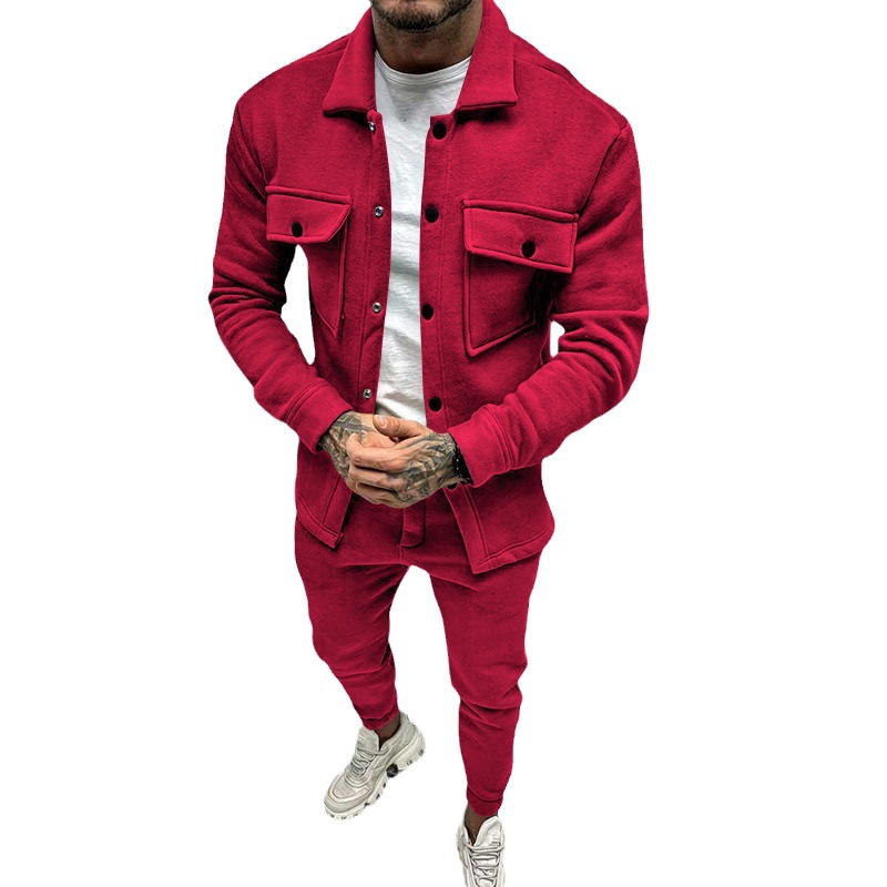 Herrenbekleidung 11 Farben Modeanzug 2 Stück Herrentrend Frühling und Herbst Qualität Baumwolle dicke Freizeitjacke Hosen Größe_voghion.com