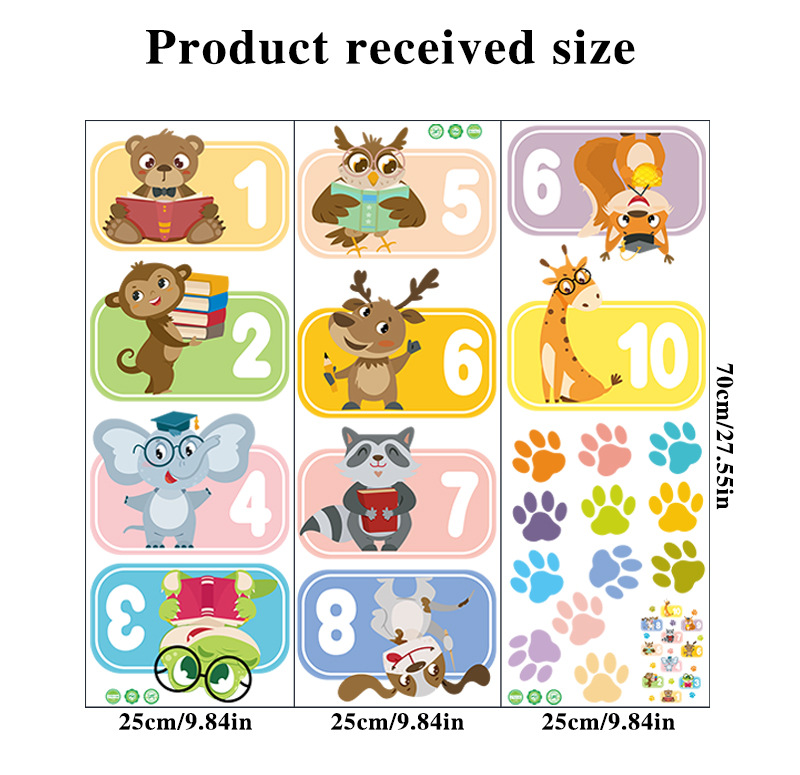 Lvkang CH27010ABC Animal Number Floor Cartoon Hopscotch Game Kindergarten Children Living Room Self-Adhesive Stickers_maomaolike.com