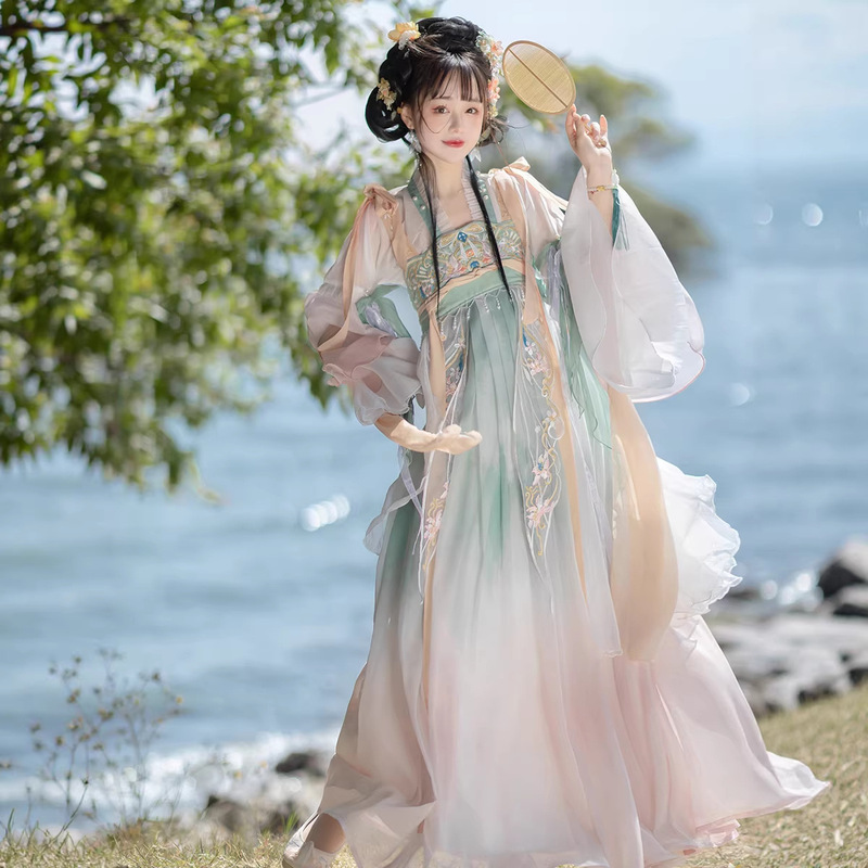 Hanfu for Women 2026 New Authentic Tang-Style High-Waisted Han Elements Embroidered Daily Outfit for Spring, Summer, and Autumn in a Palace Style