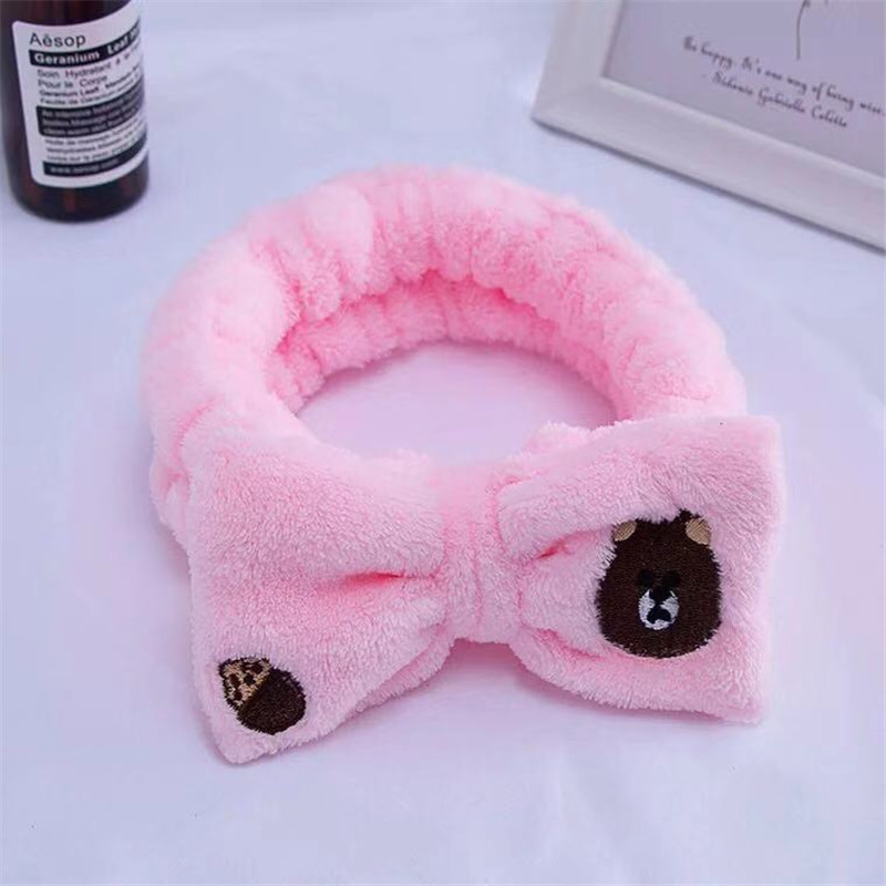 [Ventas directas de fábrica] lindo conejito de peluche banda de pelo Oso de dibujos animados cara lavado arco banda de pelo