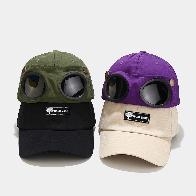 Versione coreana di occhiali hip-hop, occhiali da sole da baseball da uomo e da donna, cappello protettivo da pilota, alla moda, traspirante,_voghion.com